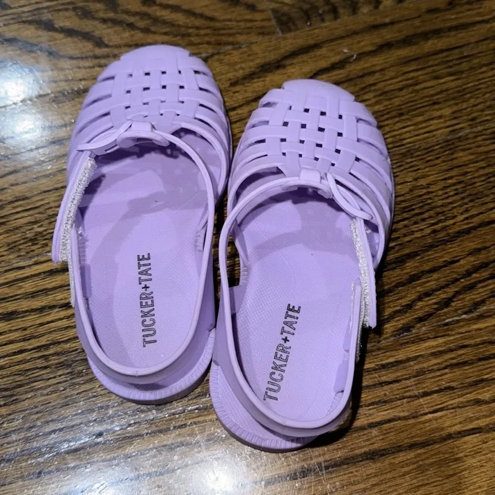 Tucker + Tate Purple & Clear Glitter Jelly with Adjustable Straps Sandal Bundle